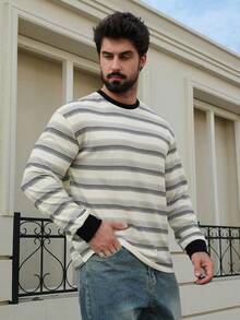 DAZY Men's Striped Crew Neck Long Sleeve Casual T-Shirt, Spring/Autumn - Multicolor - View 5