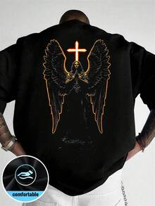 Moda nuevos modelos hombre camiseta manga corta diseño versátil suéter casual camiseta cuello redondo hombre tops - Negro - Ver 1