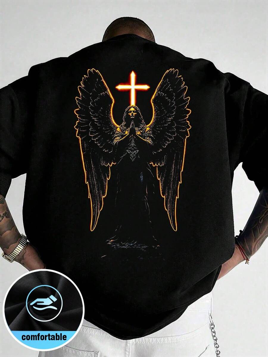 Moda nuevos modelos hombre camiseta manga corta diseño versátil suéter casual camiseta cuello redondo hombre tops - Negro - Ver 1