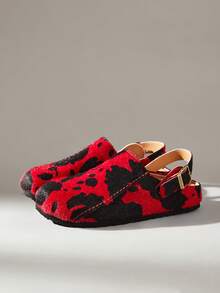 Solecia Giày lười nữ kiểu dáng thường ngày in họa tiết da bò, đa năng. - Đỏ - Xem 2