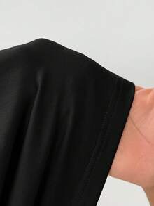 SHEIN PETITE Đầm nữ cổ cao, xếp ly, dáng xòe ngắn, tay dài, thích hợp cho mùa thu/đông, có thể mặc lót hoặc phối cùng trang phục đi chơi, hàng ngày, phong cách công sở thường ngày. - màu đen - Xem 12