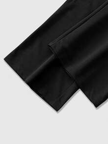 ROMWE MEN Men's Print Wide Leg Sweatpants - Black - View 4