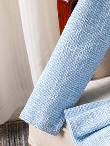 少女法式蝴蝶结单排扣外套和高腰百褶迷你裙两件套 - 藍色 - 查看 4