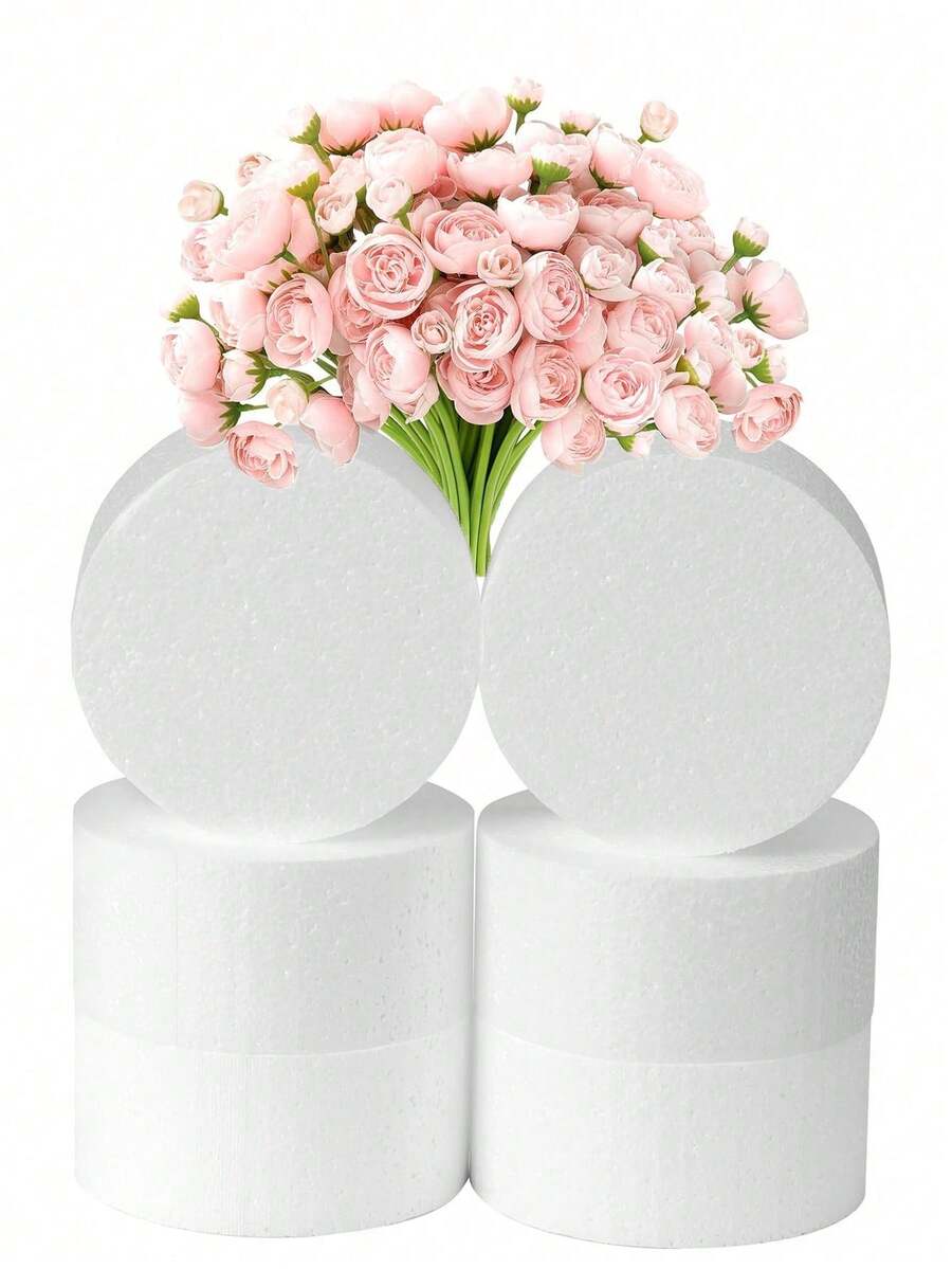 用于婚礼装饰、插花和节日工艺品的泡沫圆柱体 - 多功能道具，可用于背景、节日中心和花束 - 圓形白色泡沫 - 查看 1