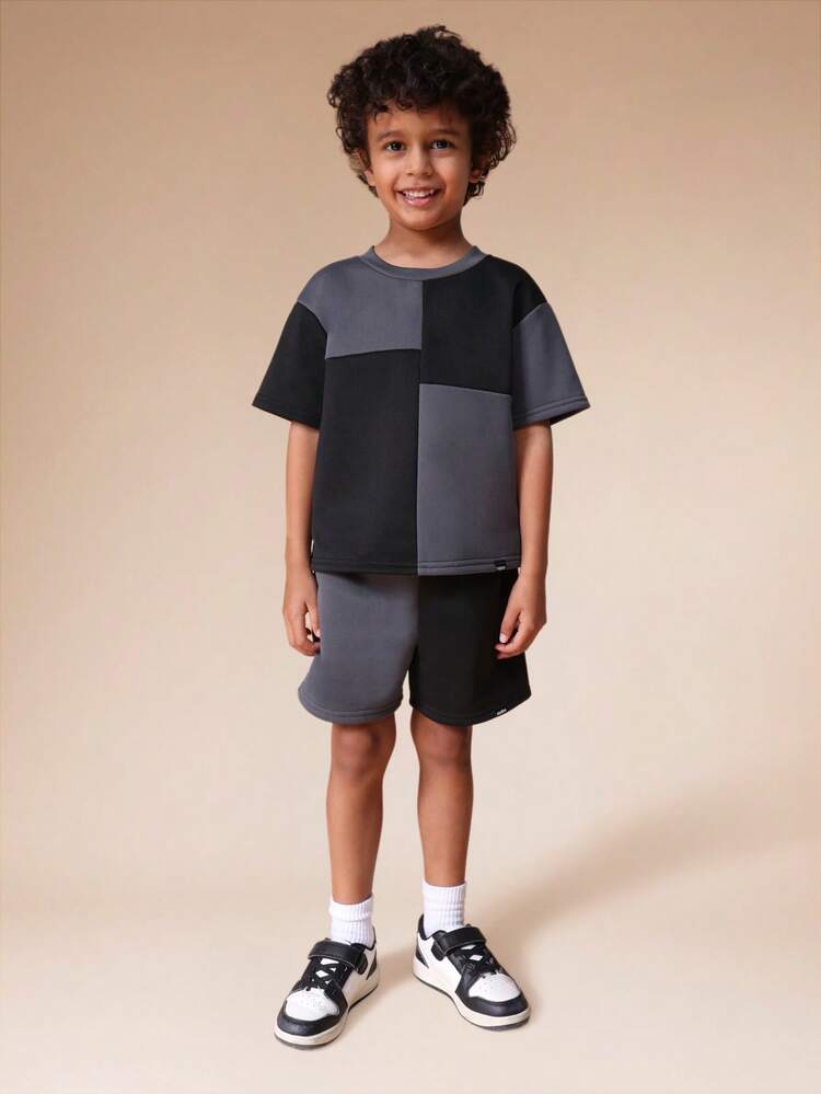 Color Block T-Shirt And Shorts Set