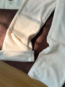 Franclia 女士休闲简约口袋法兰绒抓绒家居裤/睡裤 - 白色 - 查看 5