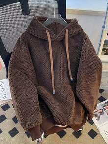 Rina Fox Women's Solid Color Long Sleeve Pocket Design Drawstring Hooded Fleece Sweatshirt, Autumn/Winter