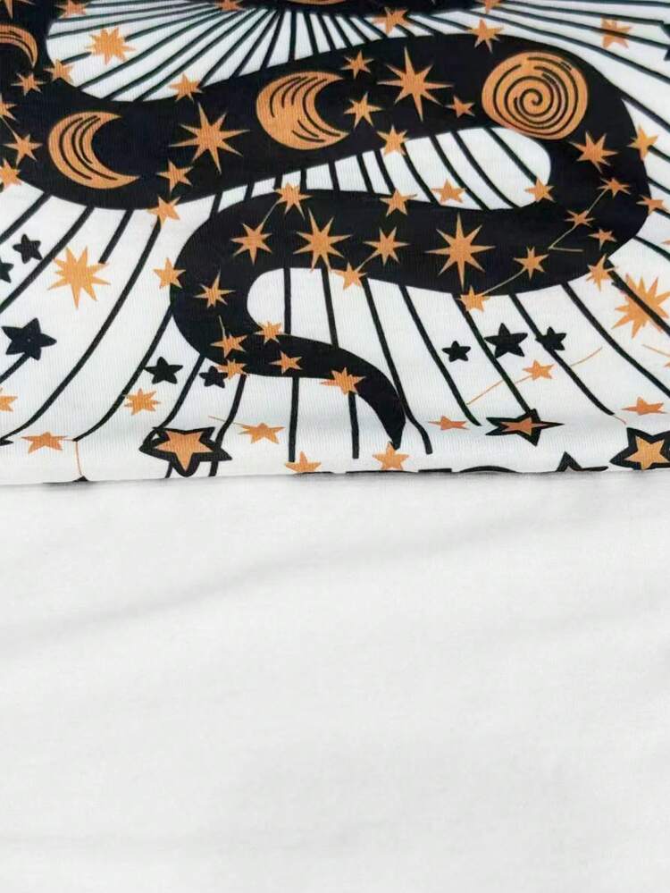 Resyla Women's Starry Sky Print Round Neck Short Sleeve T-Shirt - Multicolor - View 3