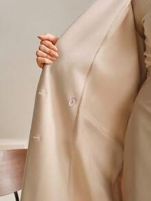 Anewsta 女士简约时尚杏色长款翻领大衣，配腰带，新年装扮 - 杏色 - 查看 9