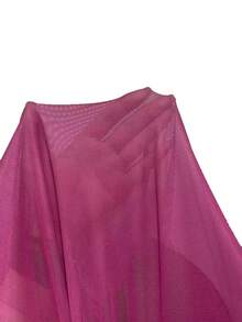 Rafferiza 女士透视网纱长袖渐变褶皱修身连衣裙，休闲日常沙滩装、居家服、办公服 - 玫紅色 - 查看 9