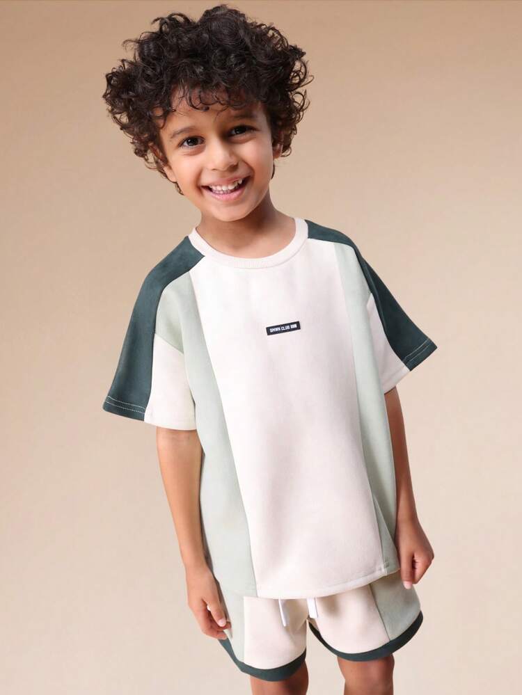 Color Block T-Shirt And Shorts Set