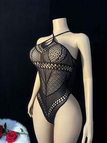 1件装女士性感镂空透视连体衣