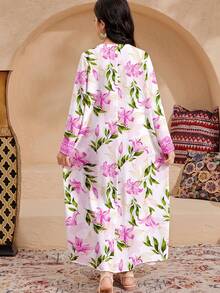 SHEIN Tween Girl Casual Elegant Floral Print Dress, Suitable For Spring/Summer - Multicolor - View 2