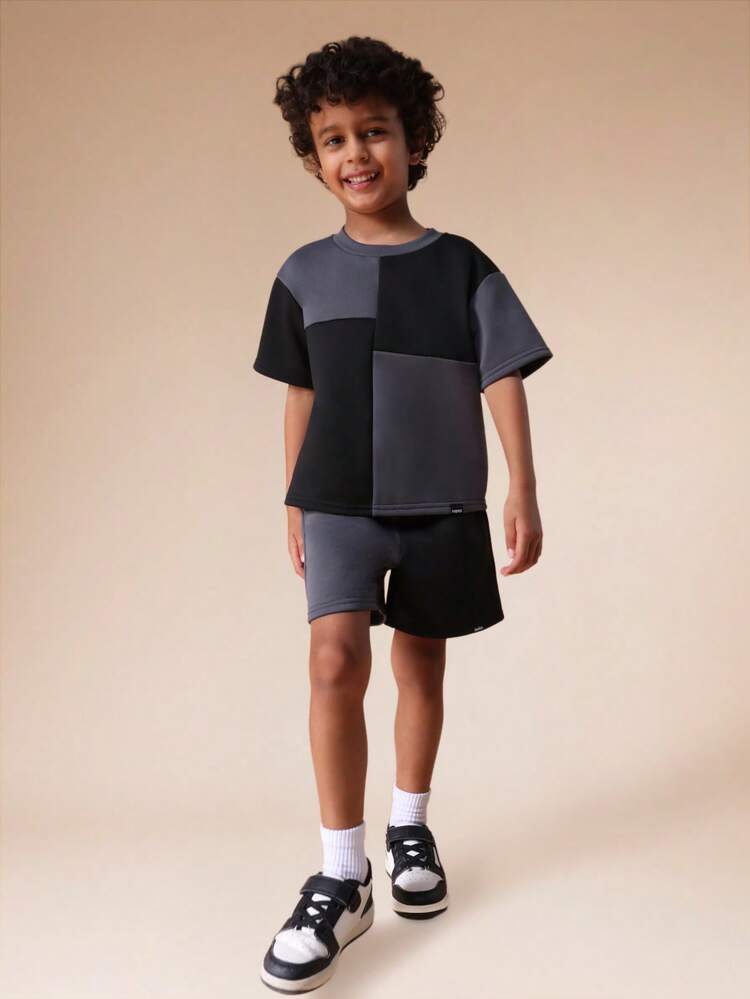 Color Block T-Shirt And Shorts Set