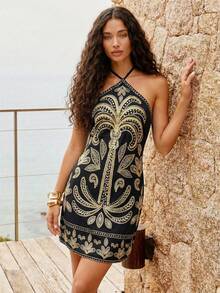 CAJUNI Women Golden New Year Short Dress COST 20 - Black - View 1