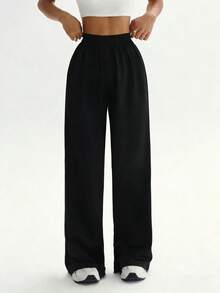 Dewbera Women's Casual Loose Fit Sweatpants With Elastic Waistband, Side Stripe Trim, Straight Leg, Suitable For Daily Wear, Running, Yoga, Gym, Tennis, Golf, Autumn/Winter - Black - View 5