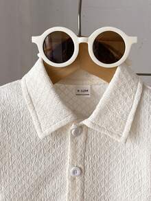 SHEIN 2pcs/Set Spring & Summer New Casual Style Solid Color Jacquard Texture Button Pocket Collar Shirt & Elastic Waist Pleated Shorts Matching Comfortable Baby Boy Outfit, Kid Clothes,Toddler Clothes, Baby Outfit,Toddler Coat ,Toddler Shorts,6M-3T Baby Boy Shirt And Short Set Baby Boy Short Sleeve Suits Neutral Baby Clothes Unisex Baby Boy Casual Outfit  Baby Collar Shirt Baby Button Shirt Black Toddler Shirt Unisex Baby Clothes