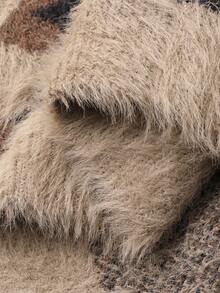 DAZY 少女休闲豹纹开衫，带口袋，秋冬季 - 棕色 - 查看 7