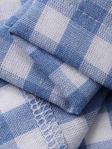 Dazy Kids Tween Boy Slogan Print Short Sleeve Top & Plaid Pants Pajama Set - Apricot - View 7