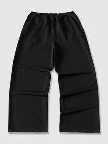 ROMWE MEN Men's Print Wide Leg Sweatpants - Black - View 2