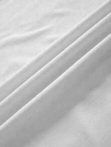 SHEIN Camiseta de manga corta con cuello redondo, parches de lazo y lentejuelas en bloques de color para mujer - Blanco - Ver 4