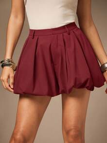 Hauture Sexy Sommer Lässig einfarbige Stretch Bubble Shorts - Bordeaux - Übersicht 5