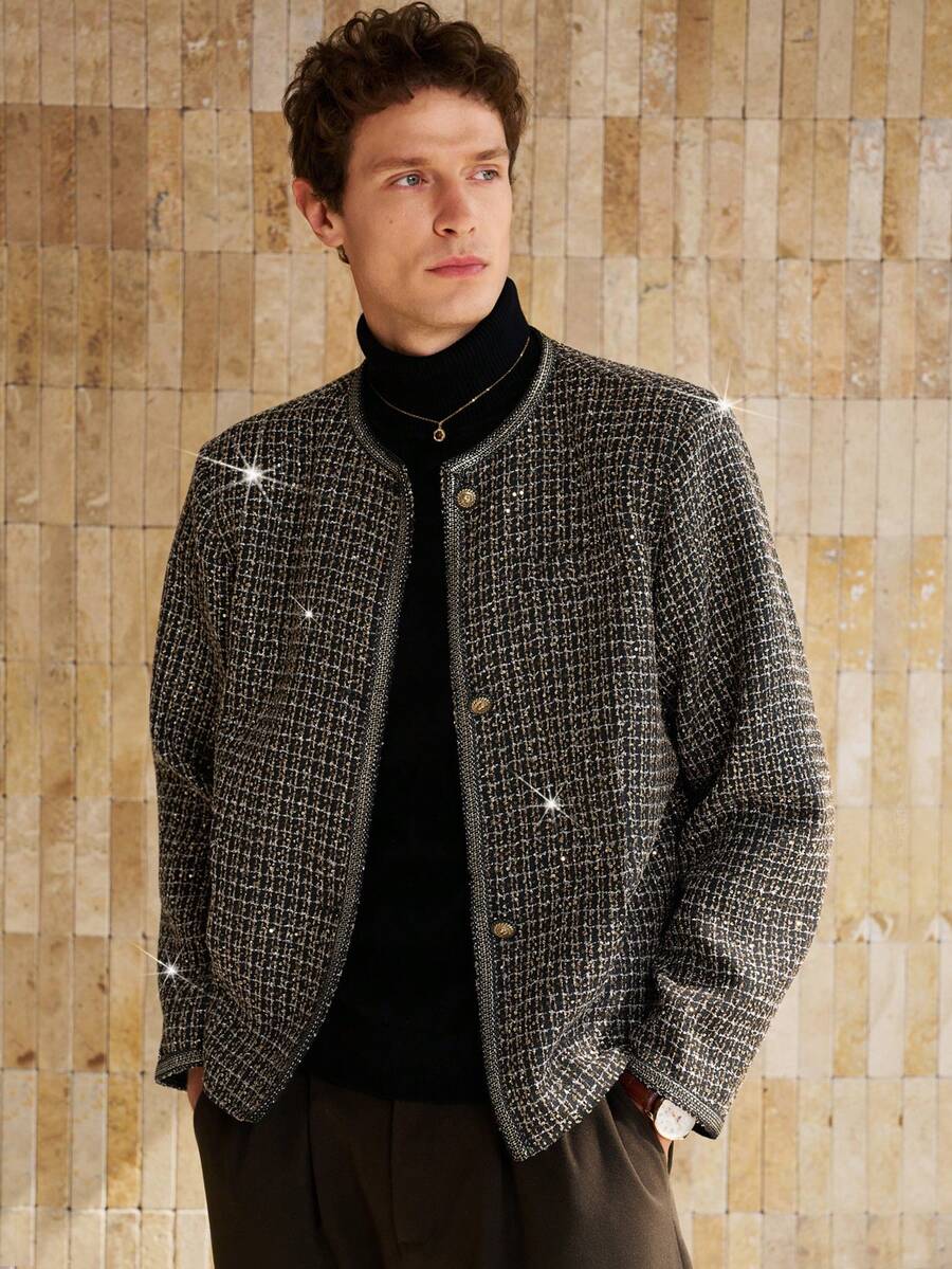 Airaco 时尚通勤奢华高端派对男士夹克 - 黑色 - 查看 1