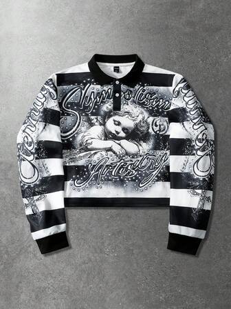 Street Life Sweat-shirt-shirt à imprimé rayé pour homme