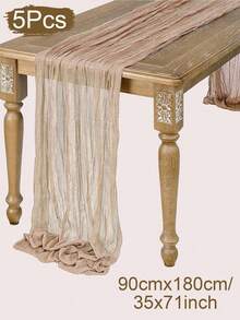 5-Piece Party Light Camel Pleated Table Runner, Camel Tablecloth, Birthday Party Supplies, Birthday Gifts, Birthday Favors, Wedding Tulle Light Brown Tulle, Party Dining Table Centerpiece Table Runner, Banquet Decoration, Wedding Favors, Tablecloth, Rustic Wedding Solid Color Table Runner - Camel - View 2