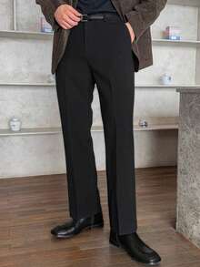 DAZY Men's Slim Fit Black Suit Pants, Spring/Autumn - Black - View 2