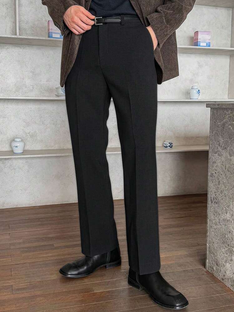 Men's Slim Fit Black Suit Pants, Spring/Autumn