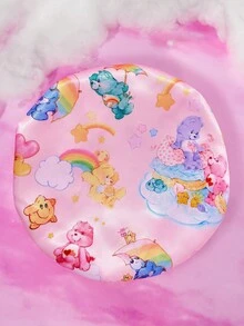 SHEIN X Care Bears 粉色爱心彩虹云朵印花双层护发帽，宽弹力缎面睡帽，柔软舒适，适合日常居家佩戴 - 粉色 - 查看 5