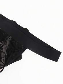 SHEIN DrisQ Men's Fashionable Sexy Solid Color Bowknot Thong - Black - View 7