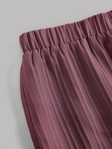 SHEIN Girlism Bộ 2 món dành cho thiếu nữ, gồm áo dài tay và quần dài màu trơn phối họa tiết, trang phục thường ngày thanh lịch cho mùa xuân/thu, mùa đông. - Màu tím - Xem 5