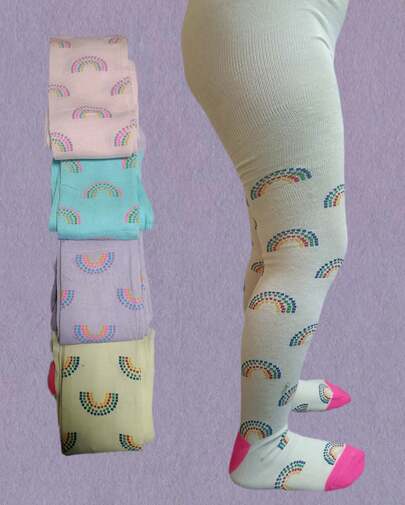 Paquete 2 Mallas para niña con diseño de arcoíris, de algodón, suaves, cómodas y tiernas, para todas las temporadas