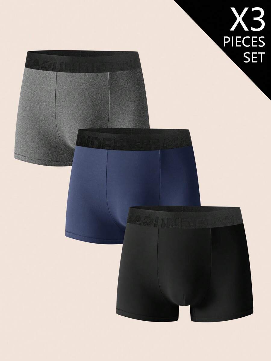 3pcs/Pack Men's Black Soft & Comfortable Briefs