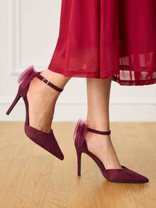 CUCCOO HITCHD 优雅时尚百搭高跟鞋 - 酒紅色 - 查看 5