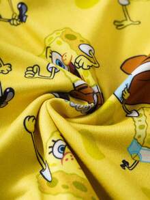 SpongeBob SquarePants | SHEIN Set de pijama de 2 piezas con top de manga larga de cuello redondo y leggings de estilo casual para bebé niño - Amarillo - Ver 4