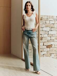 Anewsta Women's Cutout Twist Back Fitted Tank Top - White - View 4