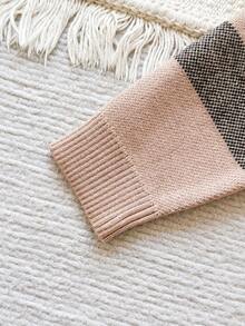 Áo len dệt kim Jacquard dày cổ lọ màu kaki cho bé trai, mềm mại và thoải mái, thích hợp mặc ngoài trời, ngày lễ, mặc hàng ngày, du lịch, nghỉ mát, ở nhà, nhà trẻ và chơi đùa cho bé trai - Màu Khaki - Xem 6