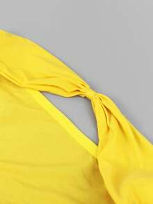 DrisQ 时尚纯黄色面料前蝴蝶结装饰中腰性感男士内裤 - 黃色 - 查看 5