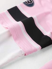 PAVTROS Tricou bărbătesc cu guler rotund 2 în 1, cu imprimeu numeric la modă - Roz - Vizualizare 5