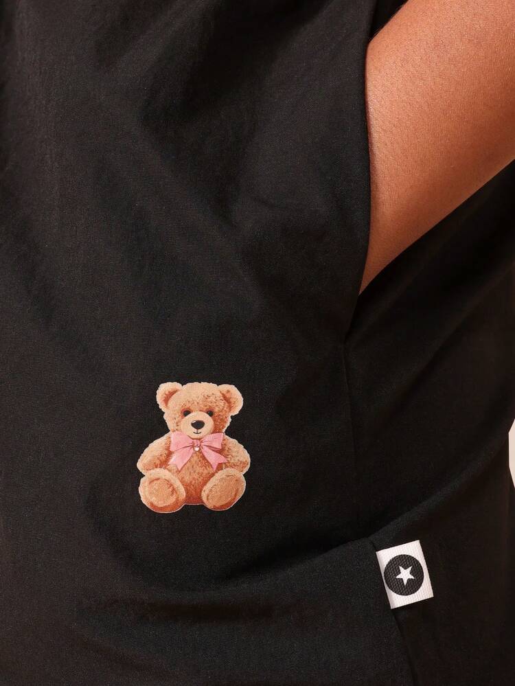 Drawstring Joggers With Bear Emblem