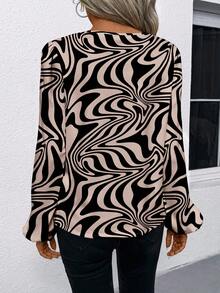 EMERY ROSE قميص نسائي هندسي هندسي بسيط مناسب للربيع والخريف - متعدد الألوان - مشاهدة 2