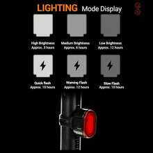 Juego de luces delantera y trasera para bicicleta, luz LED delantera y trasera recargable por USB, a prueba de agua, para bicicleta de montaña, accesorios para bicicleta - Multicolor - Ver 6