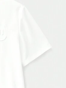 Manfinity BRENVOR Men's Casual Solid Color Round Neck Short Sleeve T-Shirt, Summer - White - View 5