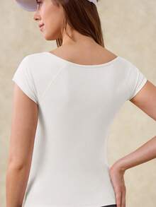 OutZeal Women Sports Tee White Daily Casual Cool Touch V Neck Tight-Fit Top - White - View 9