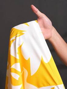 Slaydiva Spring/Summer New Music Festival, Easter, St. Patrick's Day, Western, Nomadic, Birthday Party, Casual, Vacation, Cruise Travel, Airport Floral Print Holiday Camisole Top And Wide Leg Pants Plus Size Women 2-Piece Set - Yellow - Yellow - View 9