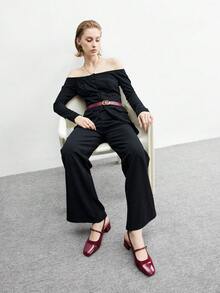 CUCCOO BIZCHIC Women's Classic Low Heel Slip-On Flats, Black Valentine's Day