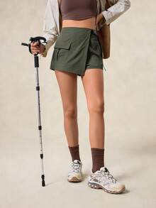 OutZeal 女士防水轻便工装口袋可调节按扣半身裙户外短裙徒步露营旅行